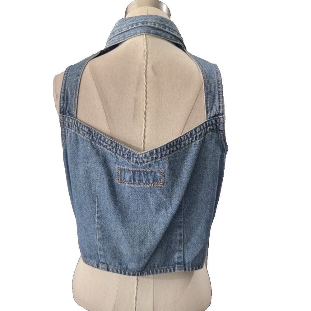 Vintage 90s Unionbay Cropped Denim Vest Snap Front Women's Size S/M Blue Jean - Picture 4 of 13